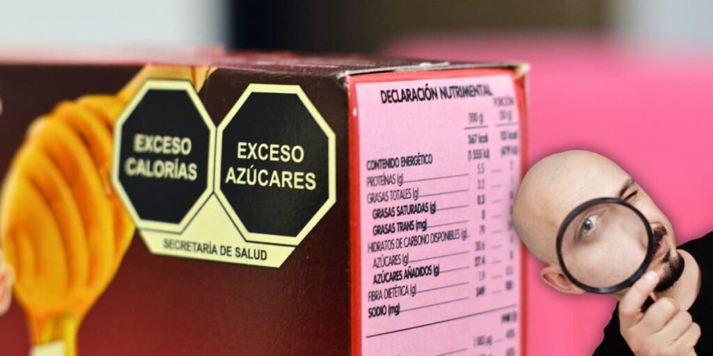 Package of cereal showing Front-of-package food labeling