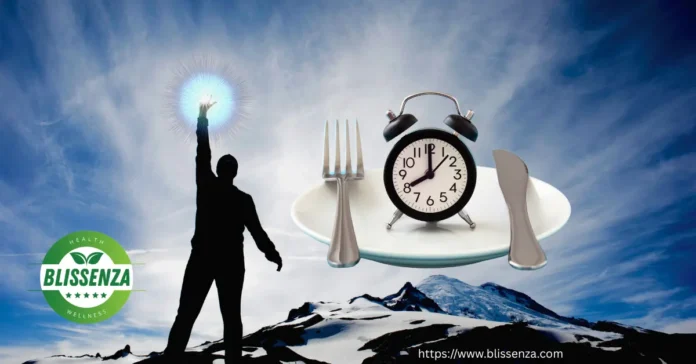 an empty plate with a fork and a knife, also an alarm clock