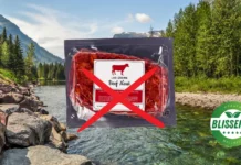 Montana Bans Lab-Grown Meat: A Rising Global Debate Lab-Grown Meat crossed out with a red X, with a beautiful Montana Background
